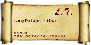 Langfelder Tibor névjegykártya